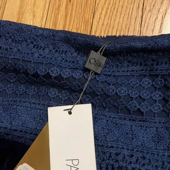 PatBo navy velvet and crochet fringe skirt size 0 brazil 32 - Picture 8 of 10